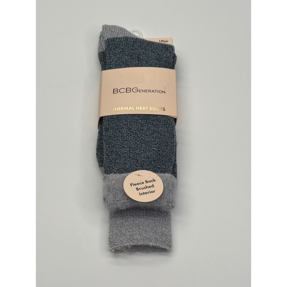 BCBGeneration Womens Thermal Heat Socks Fleece Lined Navy Grey BCW605-NVY NEW‎